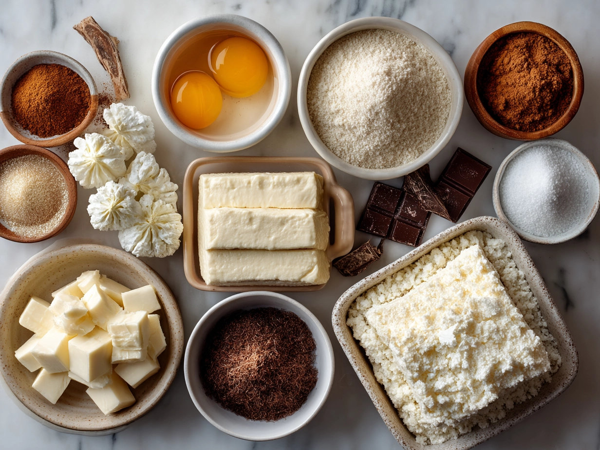 Ingredients for Cheesecake Slab laid out on a counter