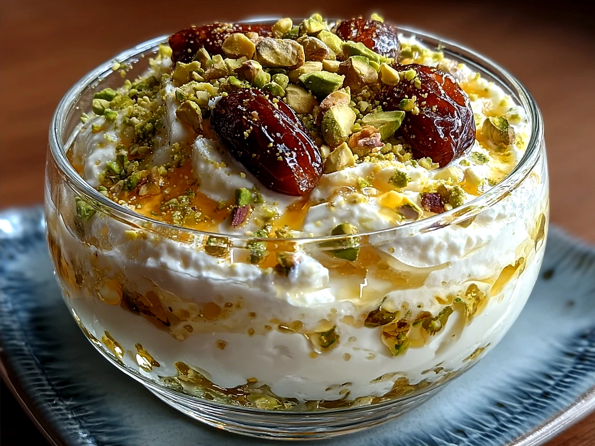 Beautifully arranged Dates Cream Cheese Pistachio Honey nutty cream cheese date bites on serving board