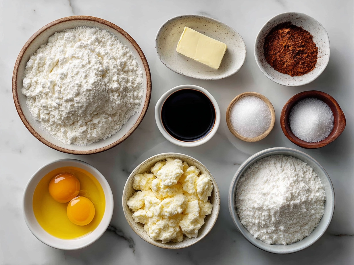 Ingredients for fluffy pancakes laid out on a kitchen counter