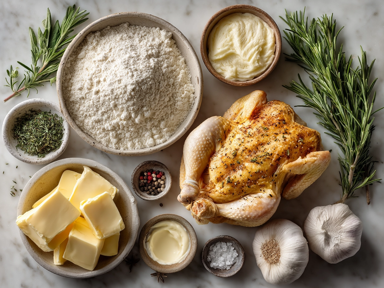 Ingredients for Herb Roasted Chicken in Creamy White Sauce