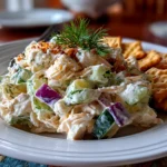 Home cook, taken with iPhone 14. Close-up slight angle of comforting Georgia cracker salad on white plate. Hearty comforting --ar 4:3 --style raw --s 250