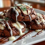 Homemade fudgy Grasshopper Cookies close-up
