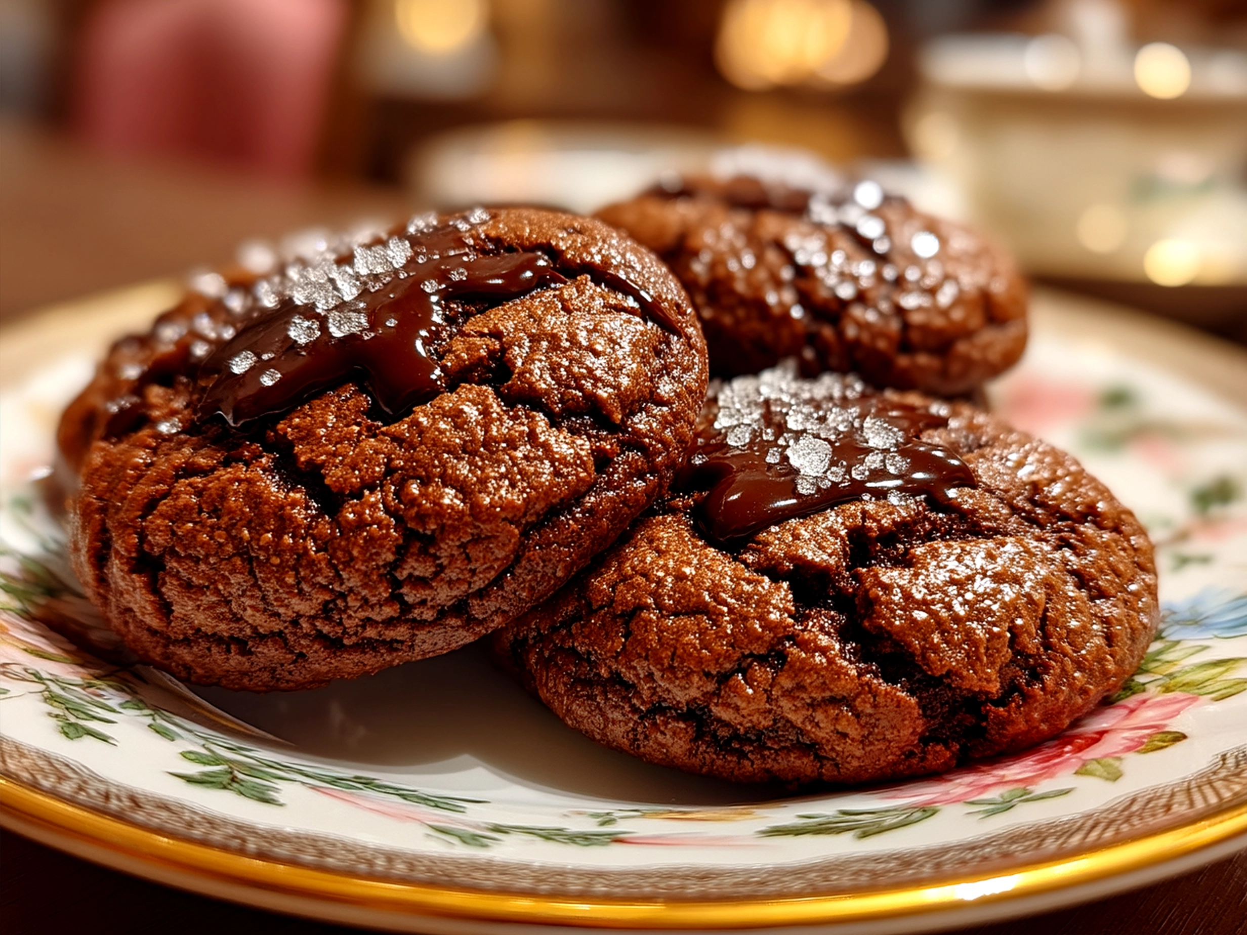 Freshly baked Hot Chocolate Cookies Treats served on a plate