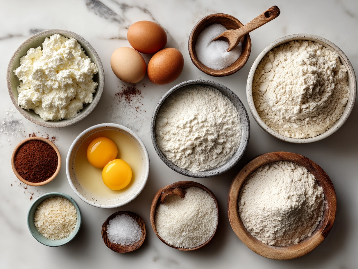 Ingredients for Keto Cottage Cheese Bagels arranged on a table