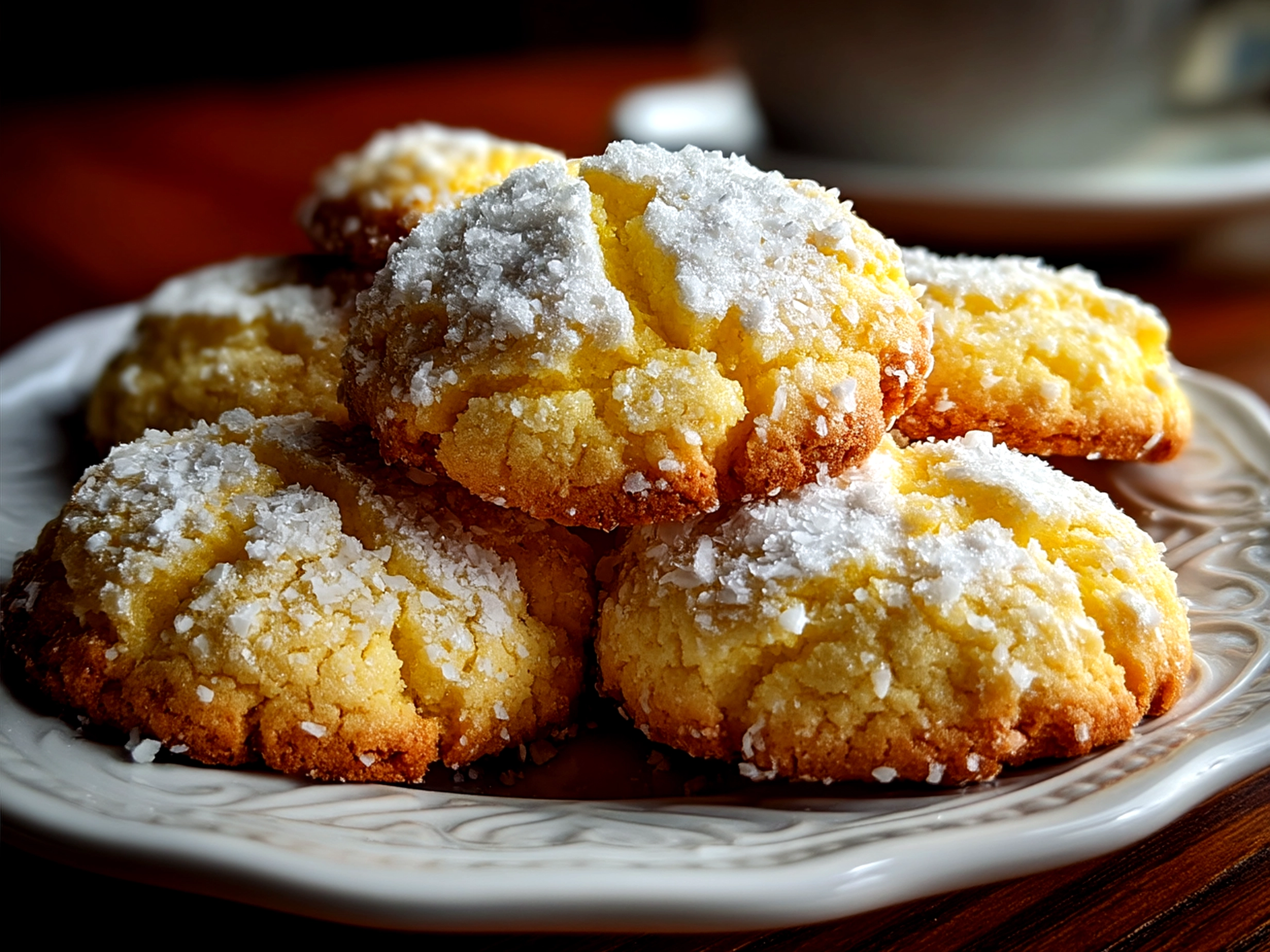 A plate of freshly baked Limoncello Cookies served at a family gathering