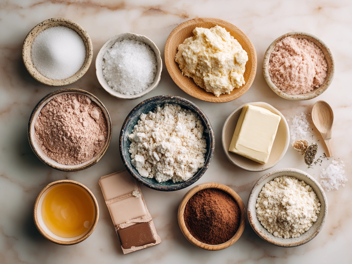 Ingredients for Pink Creamy Vegan Pasta laid out on a kitchen counter