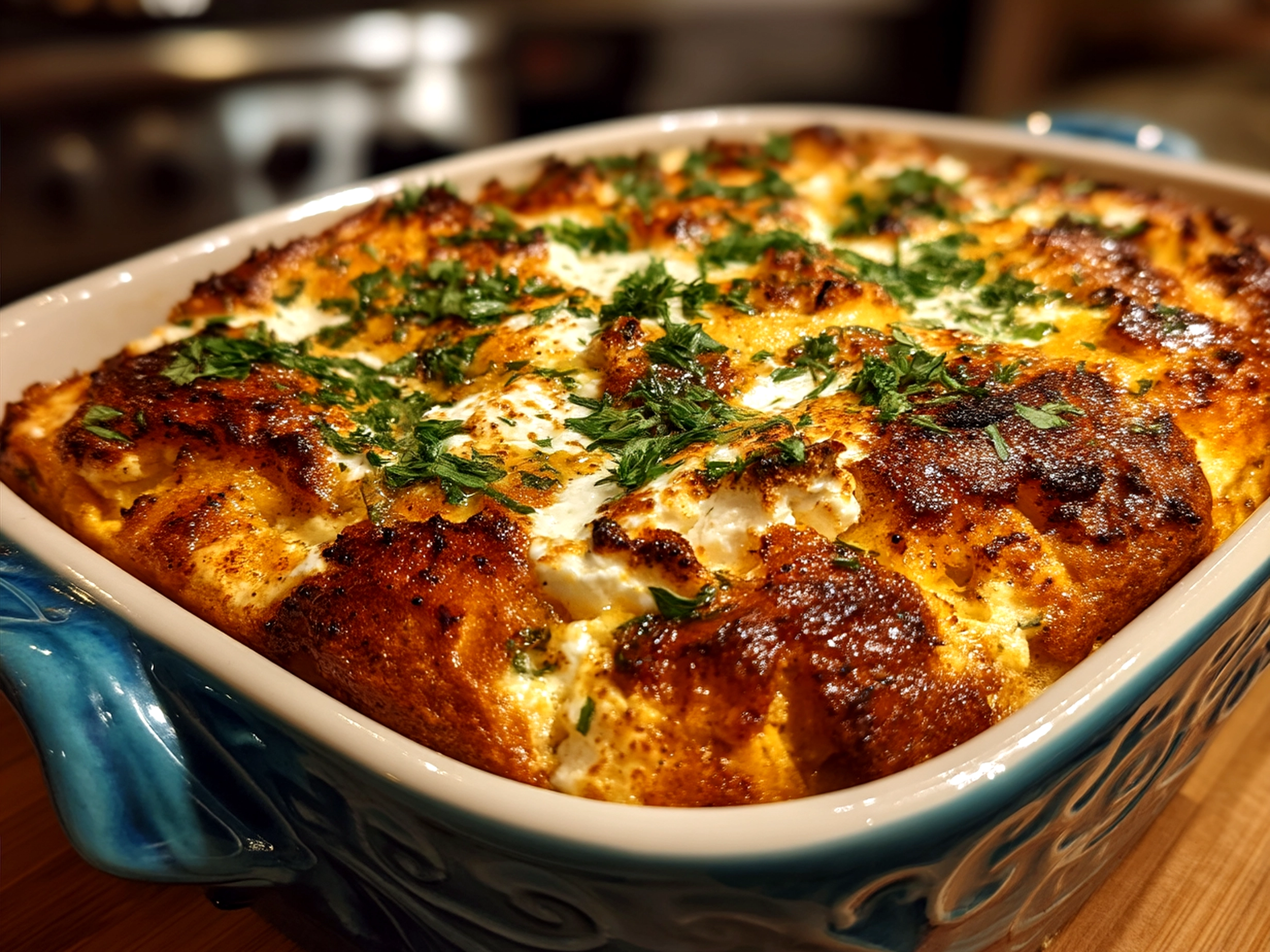 Served Pumpkin Cottage Cheese Bake with a fresh green salad