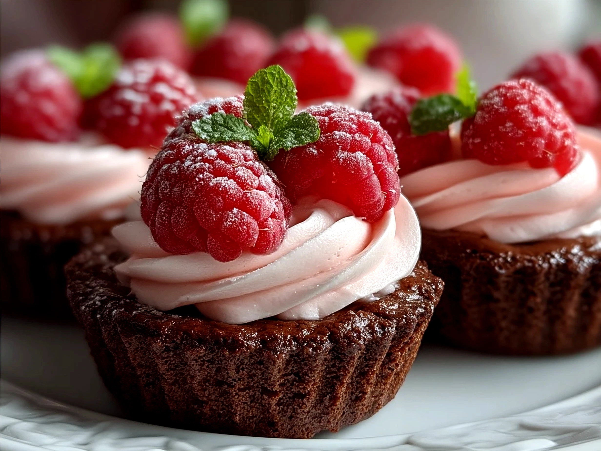 Finished Raspberry Chocolate Lava Cupcakes served with ice cream