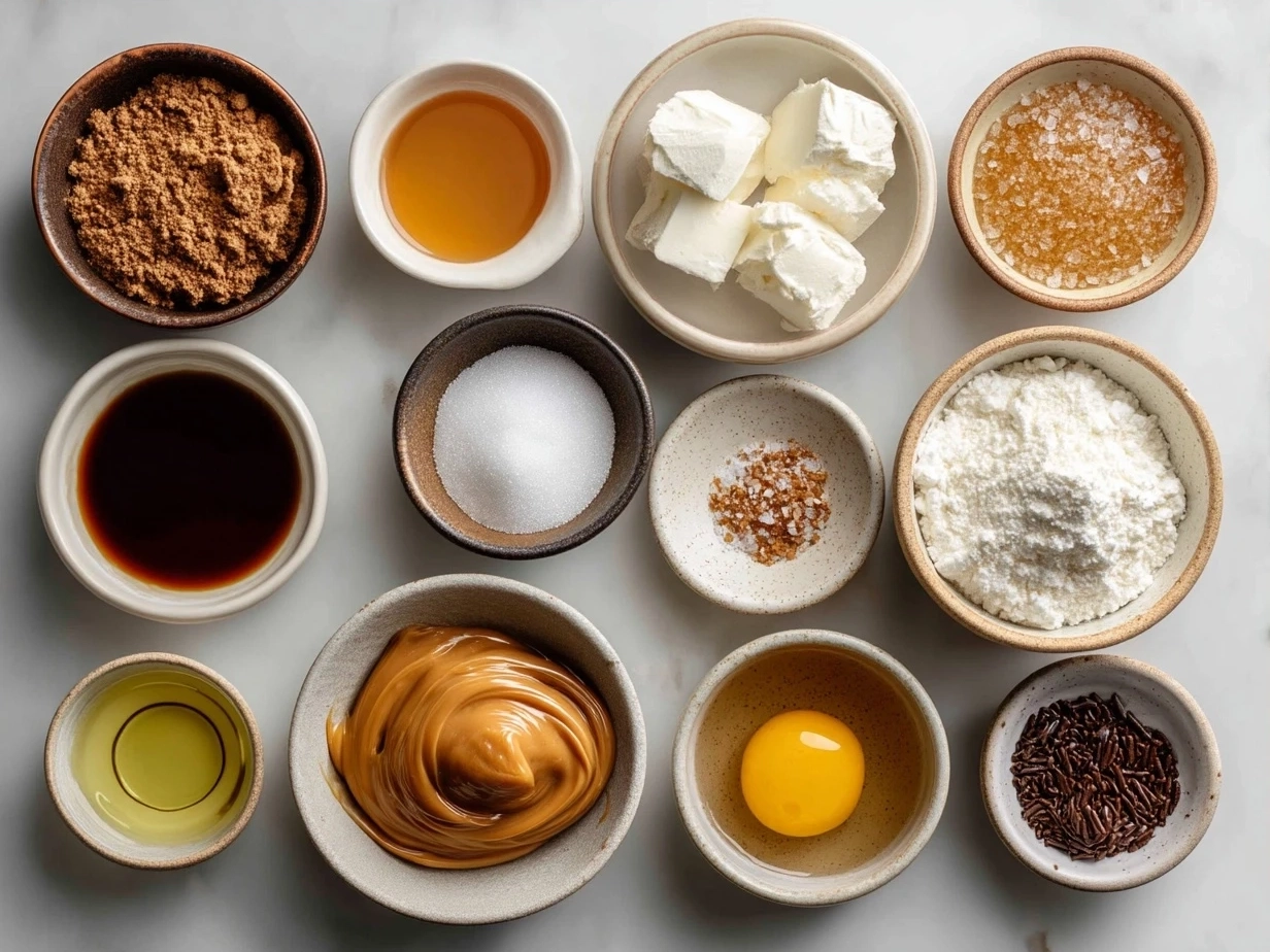 Ingredients for making salted caramel cookies