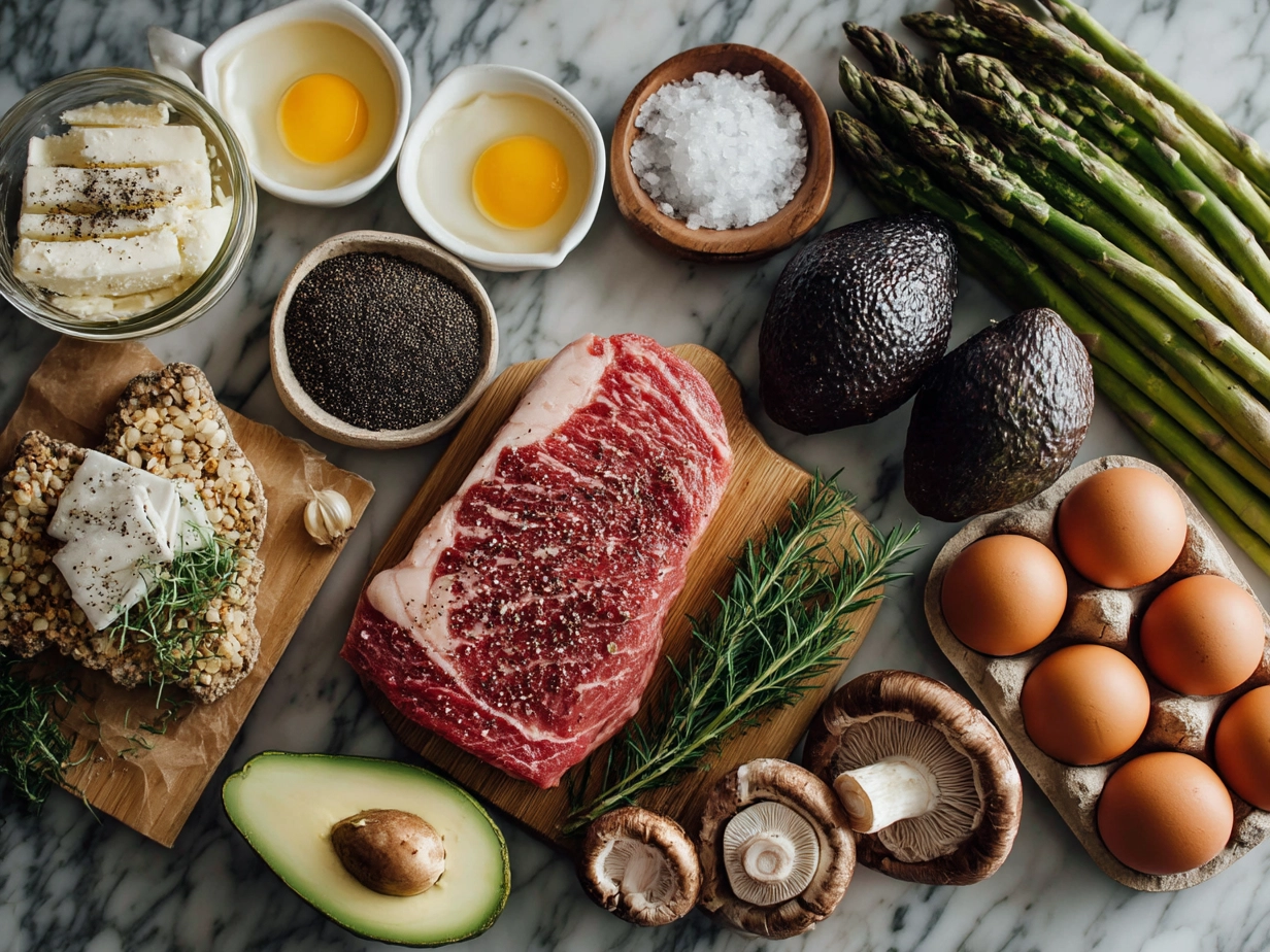 Fresh ingredients laid out for a Valentines Dinner including chicken breasts, spices, cherry tomatoes, lemon, and herbs