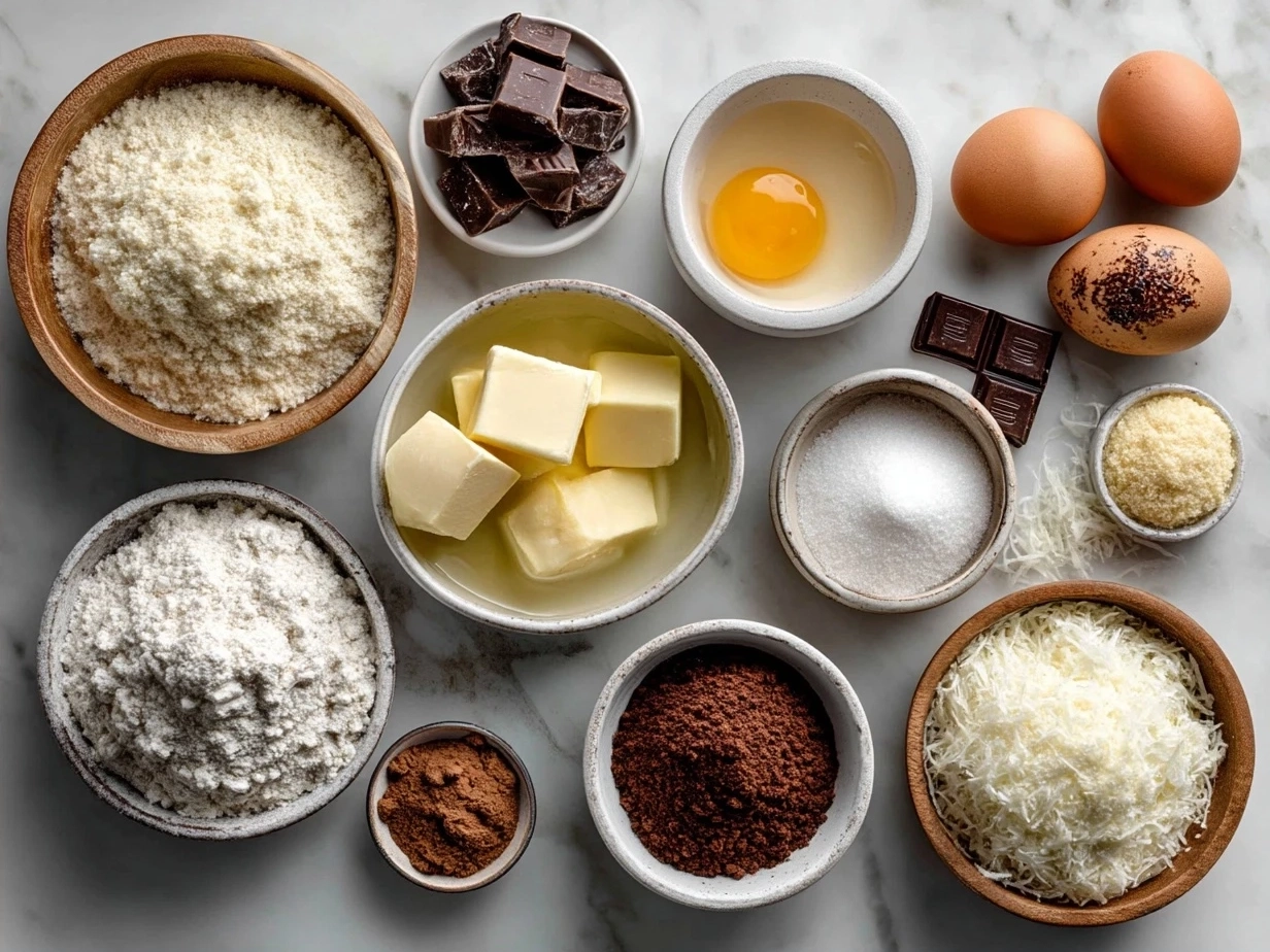 Ingredients for Banana Pudding Easter Truffles laid out on a wooden surface