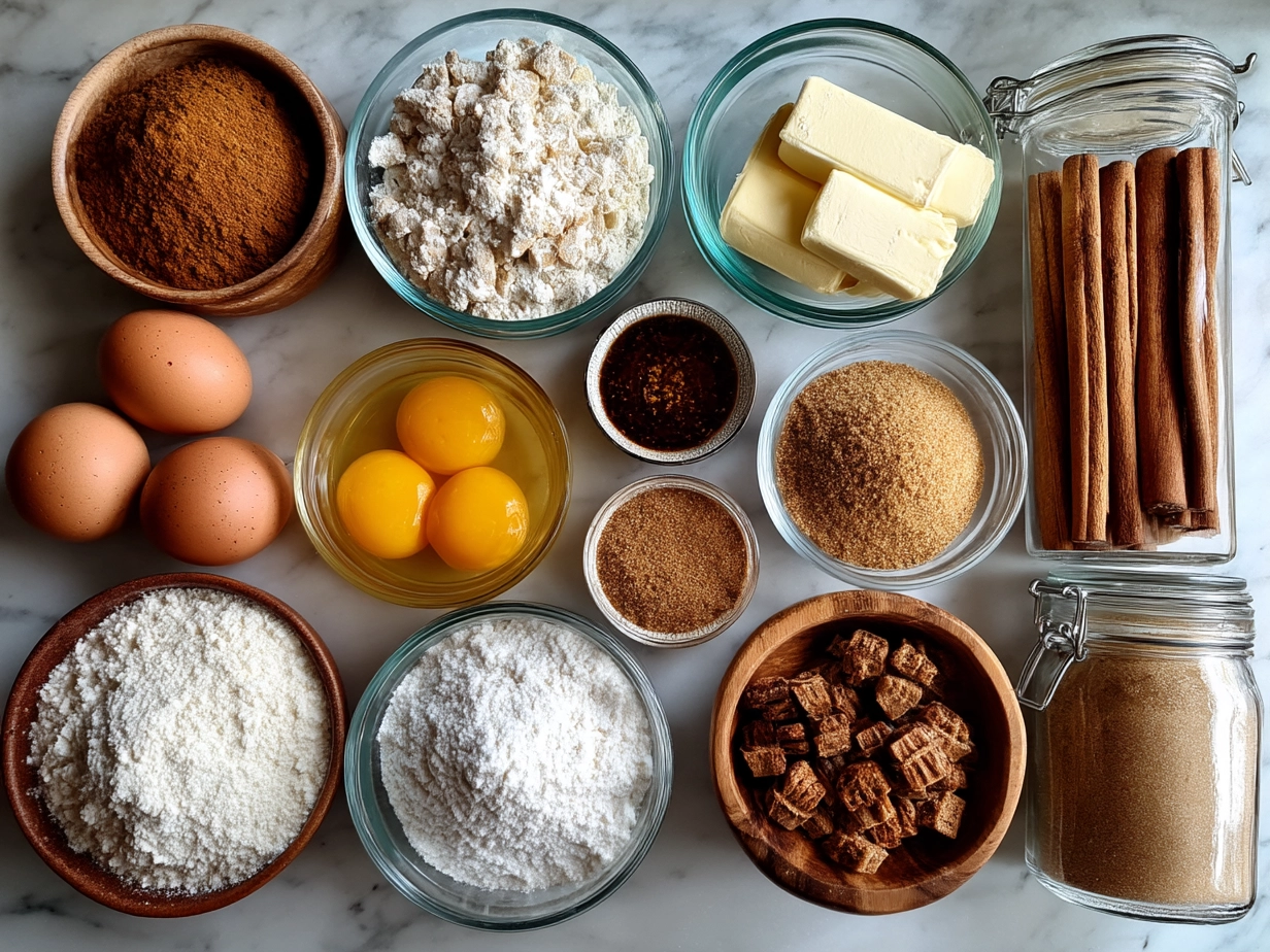 Ingredients for Cinnamon Sugar Sourdough Churro Bites laid out