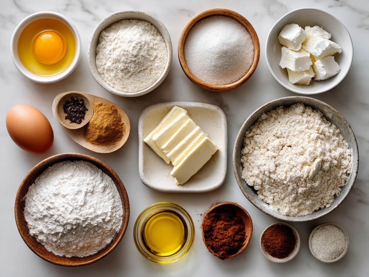 Ingredients for Cookie Croissant laid out on a kitchen table