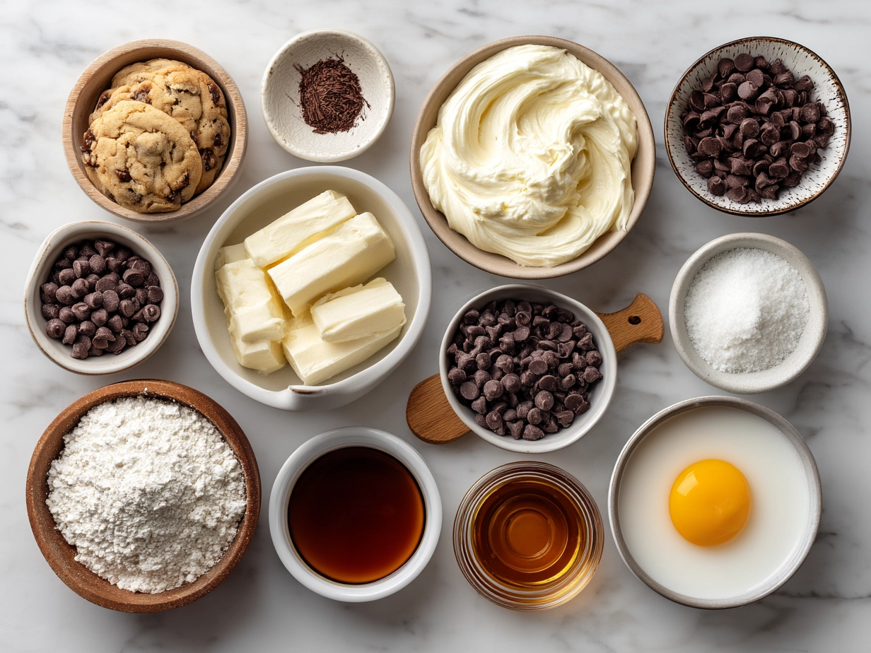 Ingredients laid out for Cookie Dough Greek Yogurt with Chocolate Chips