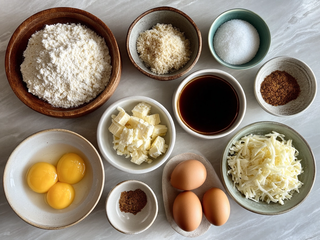 Ingredients for Cottage Cheese Egg Bites laid out on a kitchen surface