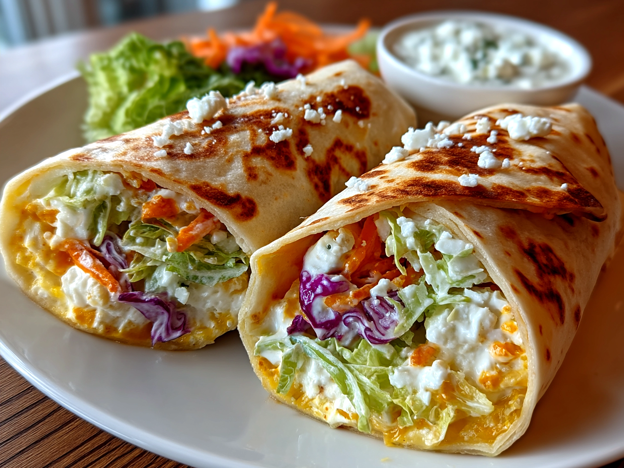 Freshly made Cottage Cheese Wraps served and ready to enjoy