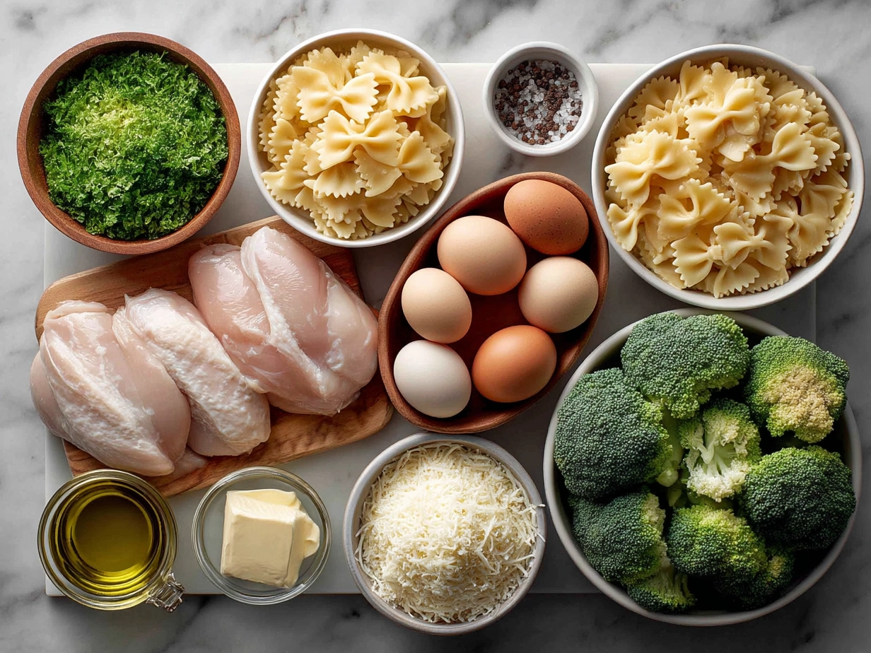 Ingredients for Cowboy Butter Lemon Bowtie Chicken with Broccoli