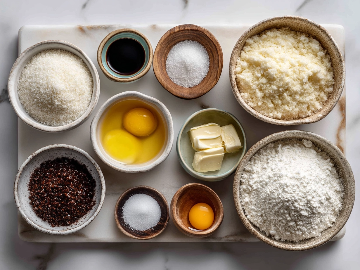 Ingredients for Creme Brulee Cookies laid out on a table