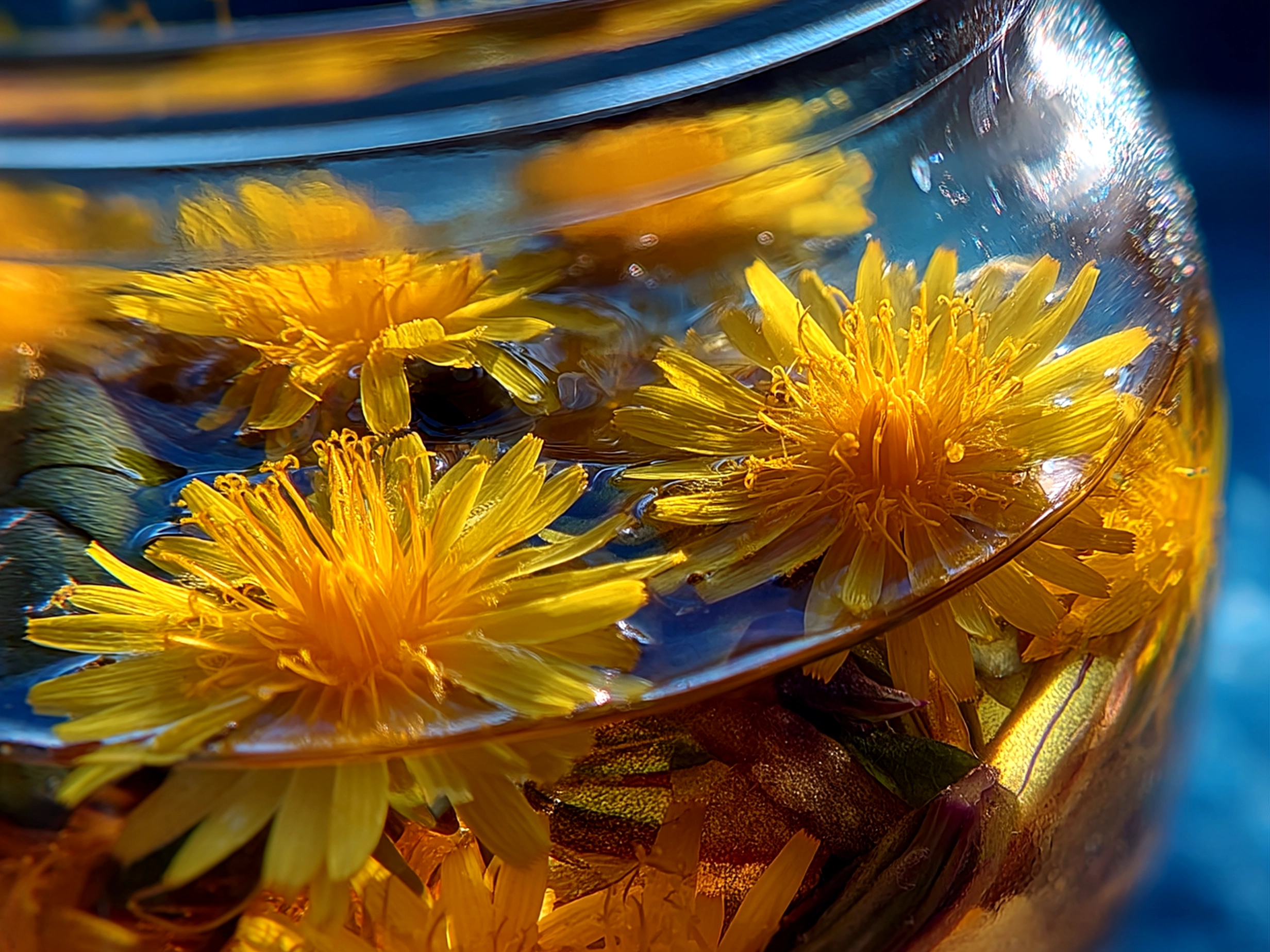 Serving dandelion jelly spread on toast with flowers nearby