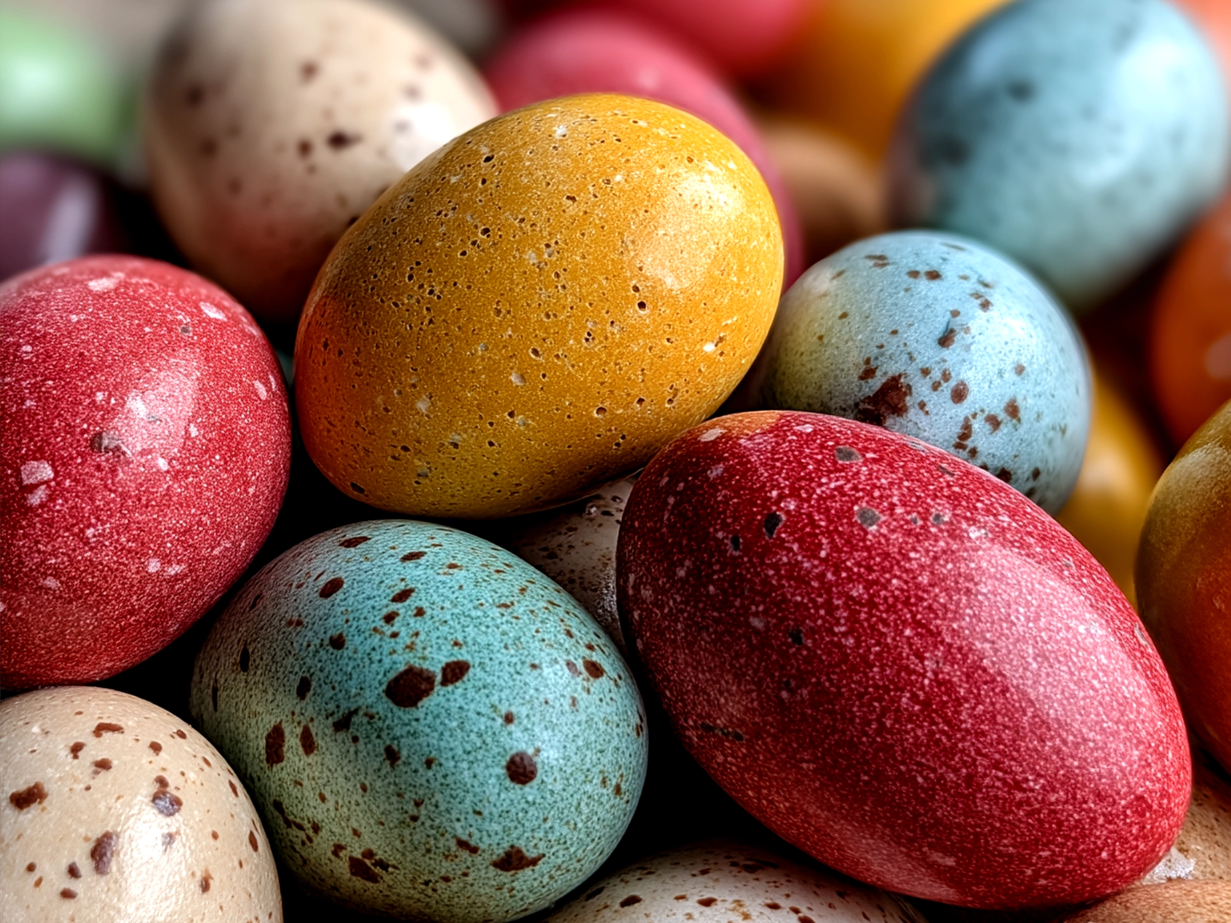 Finished Easter Peanut Butter Eggs arranged in a festive basket