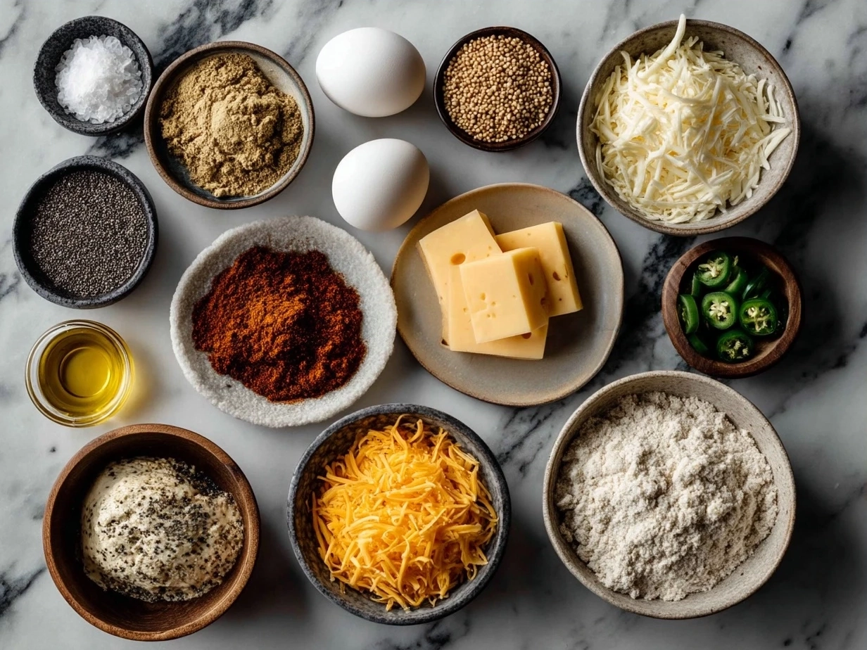 Ingredients for Jalapeño Cheddar Protein Bagels with Greek Yogurt Salsa