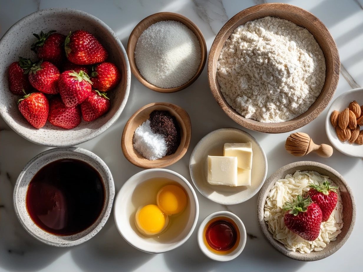 Ingredients for Keto Strawberry Muffins with Almond Flour