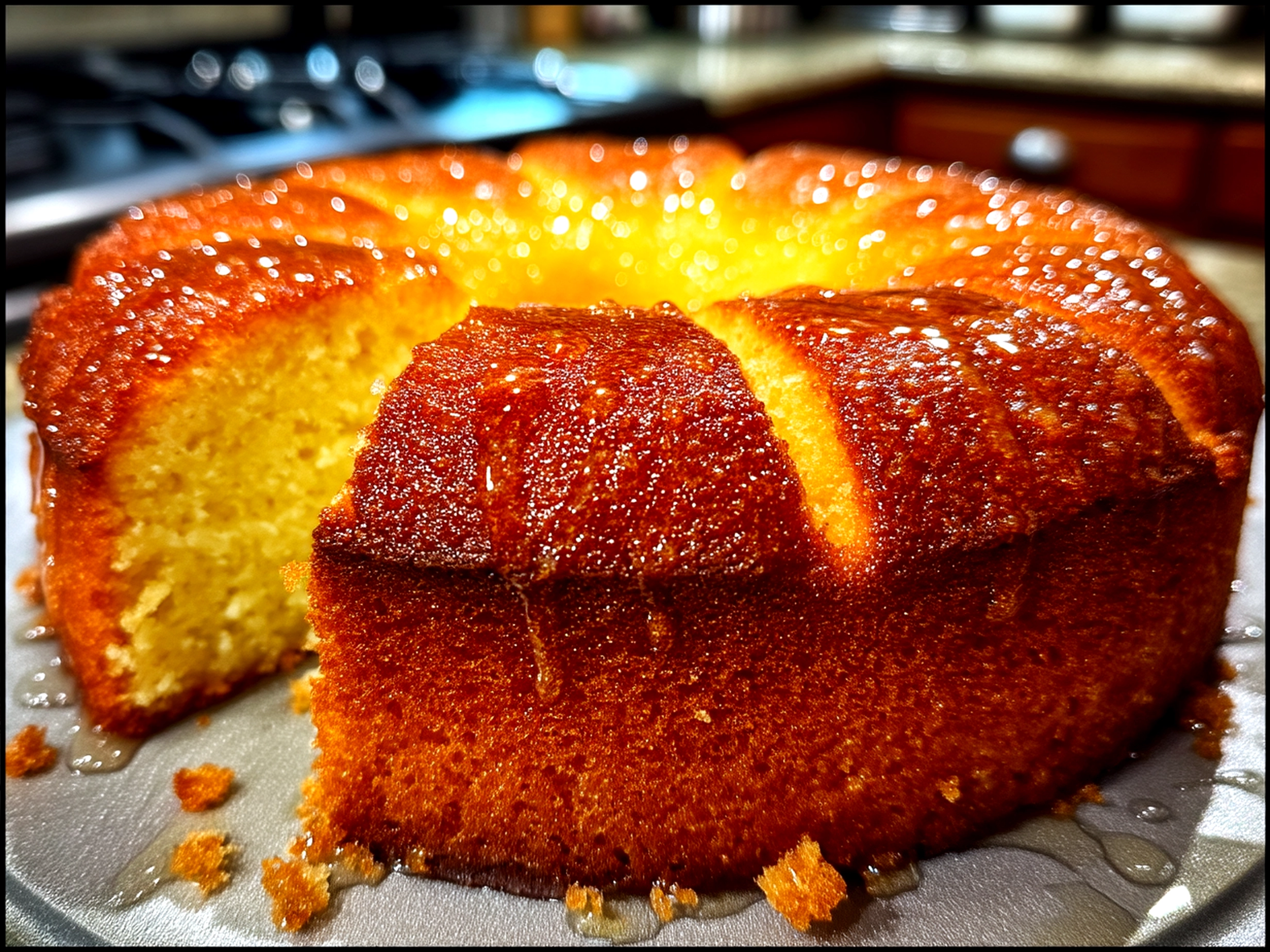 Slice of Limoncello Cake served on a plate