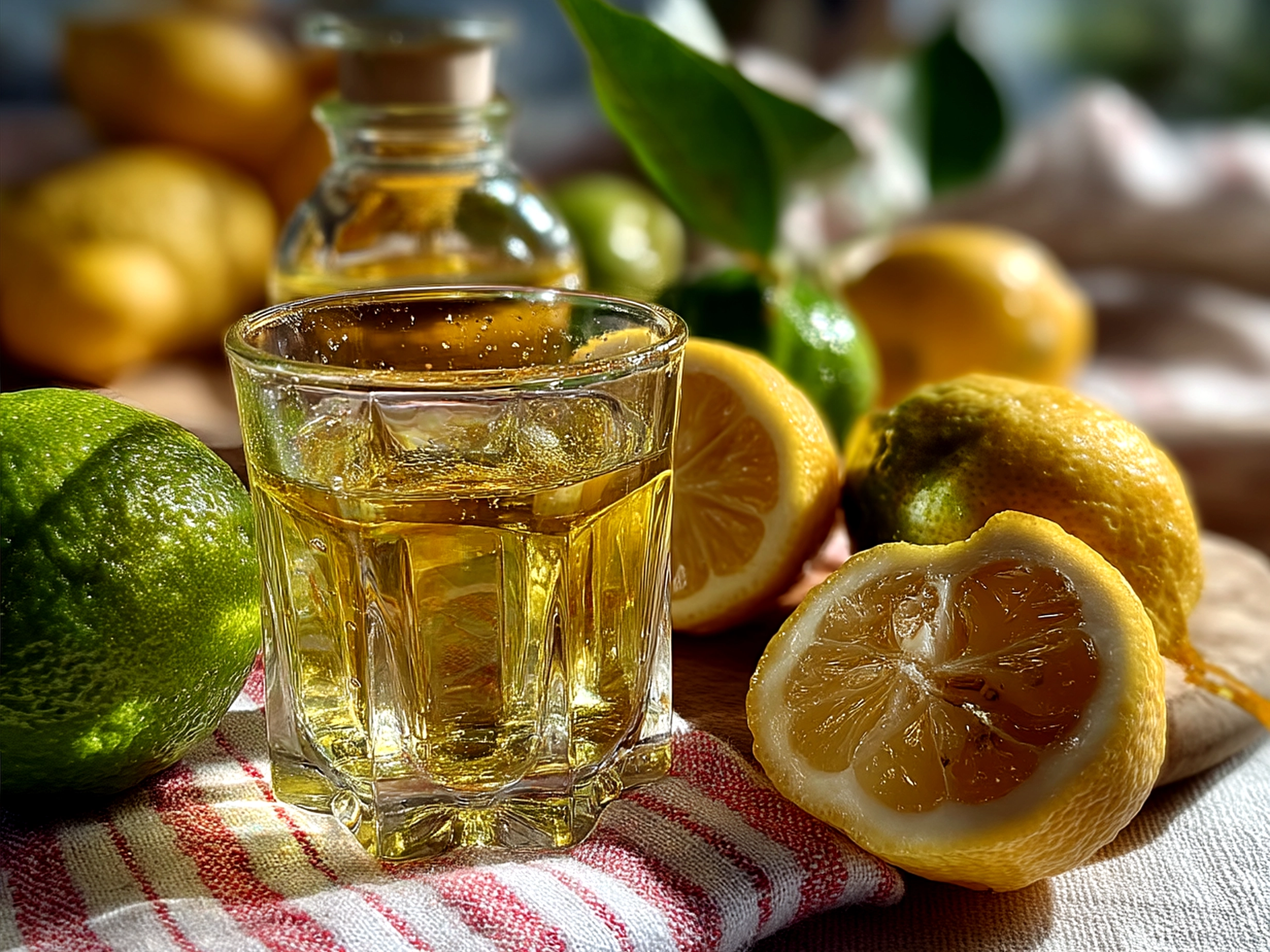 Chilled homemade limoncello served in small glasses, ready to enjoy