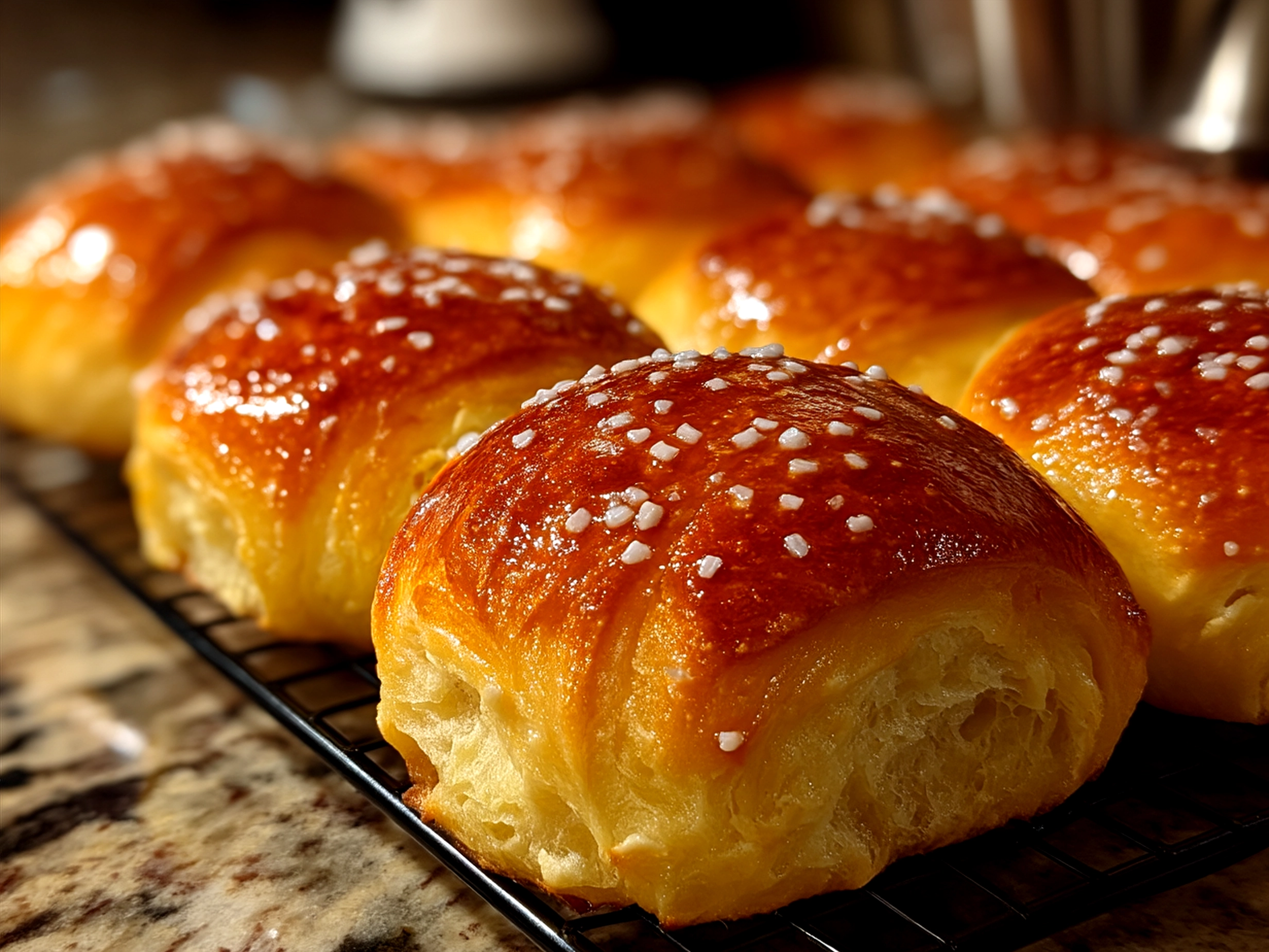 Freshly baked orange rolls with glaze served on a plate