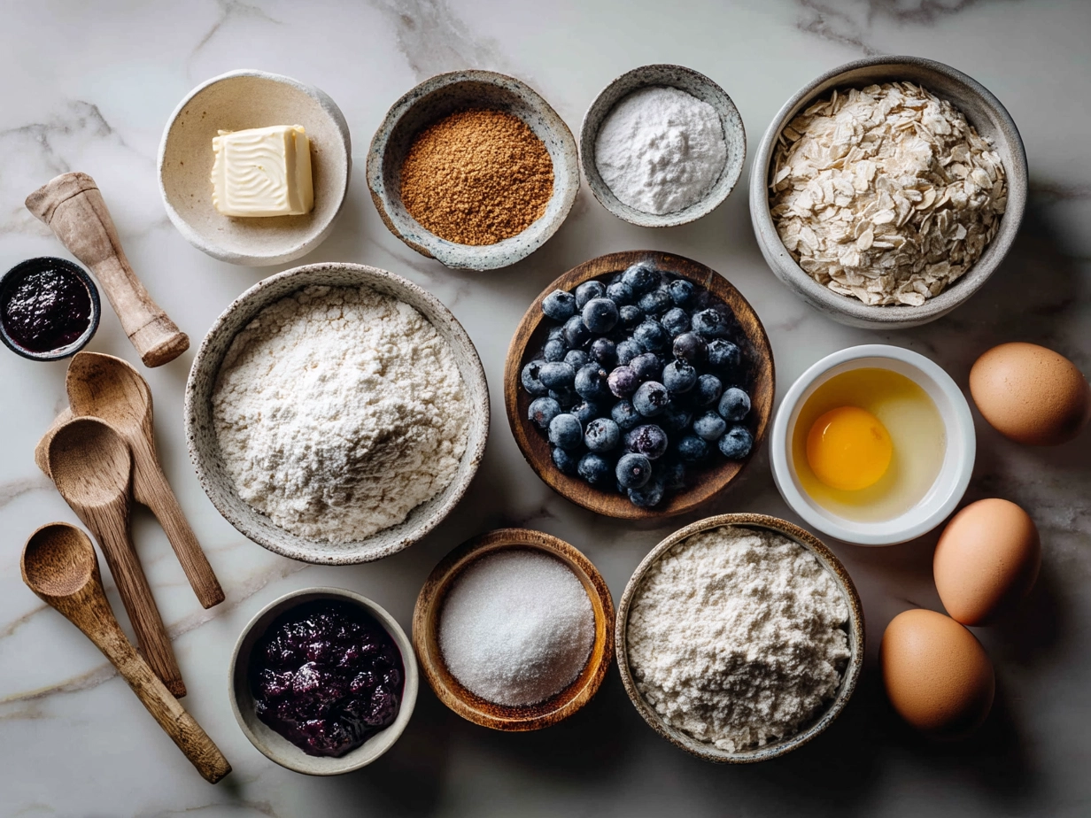 Ingredients for Sourdough Blueberry Breakfast Bars