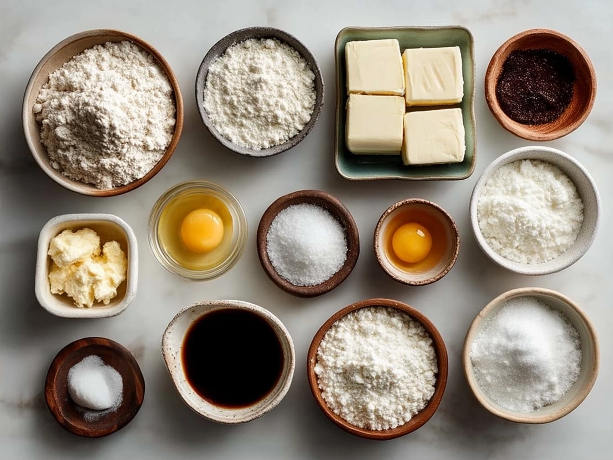 Ingredients laid out for sourdough discard brownies recipe
