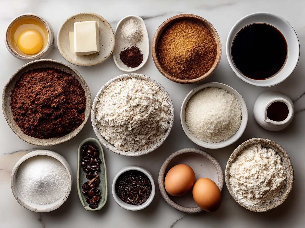 Ingredients for Sourdough Discard Coffee Cake Muffins including flours, sugars, butter, spices