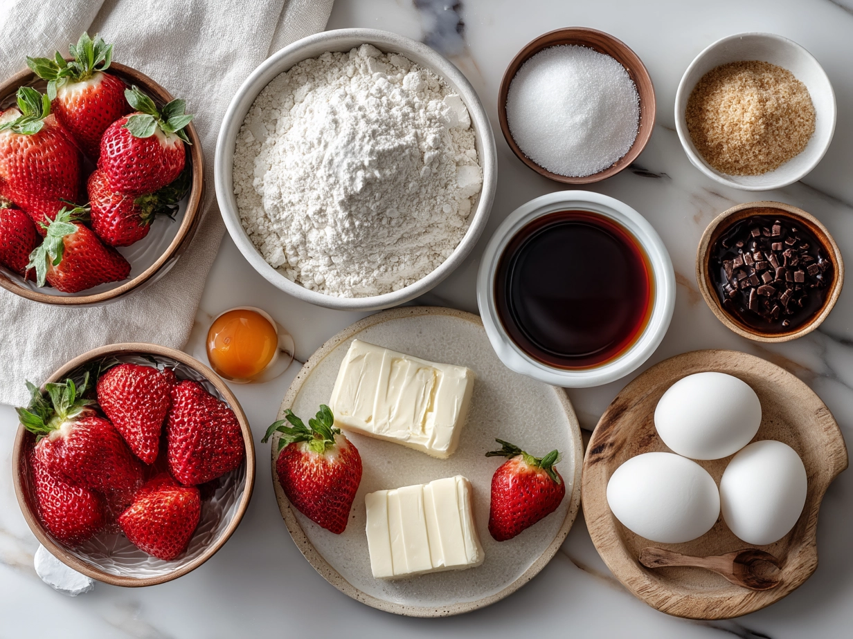 Ingredients for Strawberry Kiss Cookies laid out and ready to be used