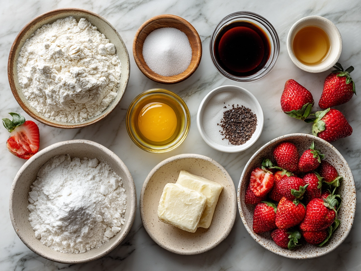 Ingredients for making strawberry sugar cookies