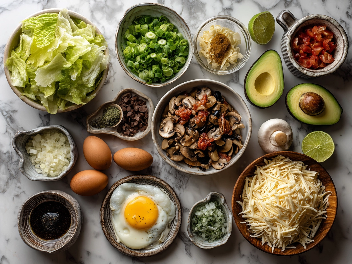 Ingredients for Taco Pasta Salad on a kitchen counter