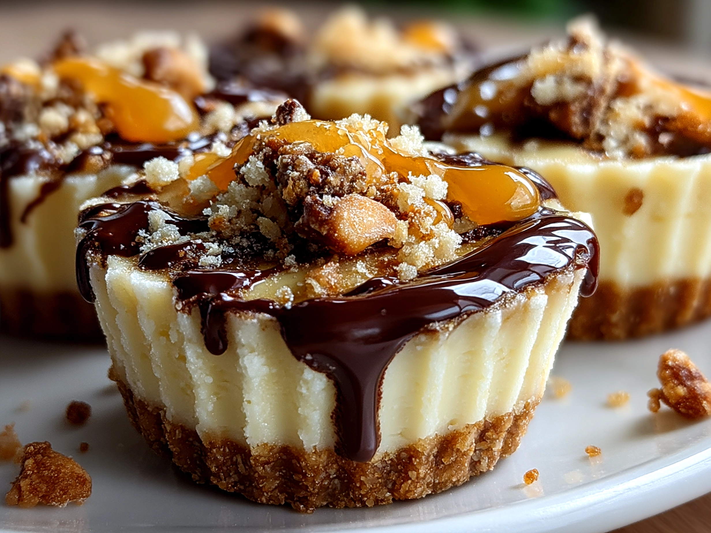 Plated White Chocolate Peanut Butter Cups garnished and ready to serve