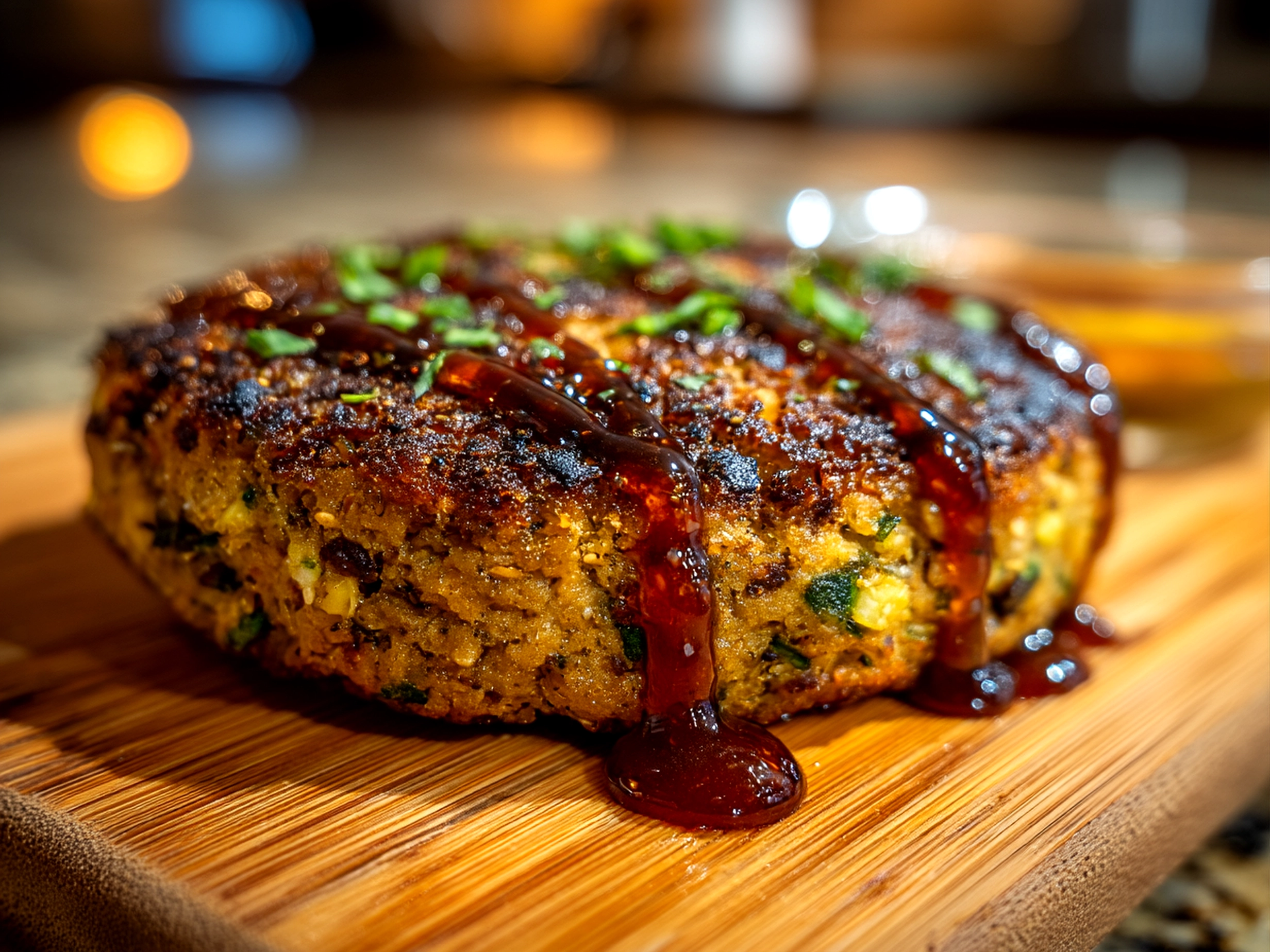 Deliciously served black bean veggie burger with fresh toppings and bun