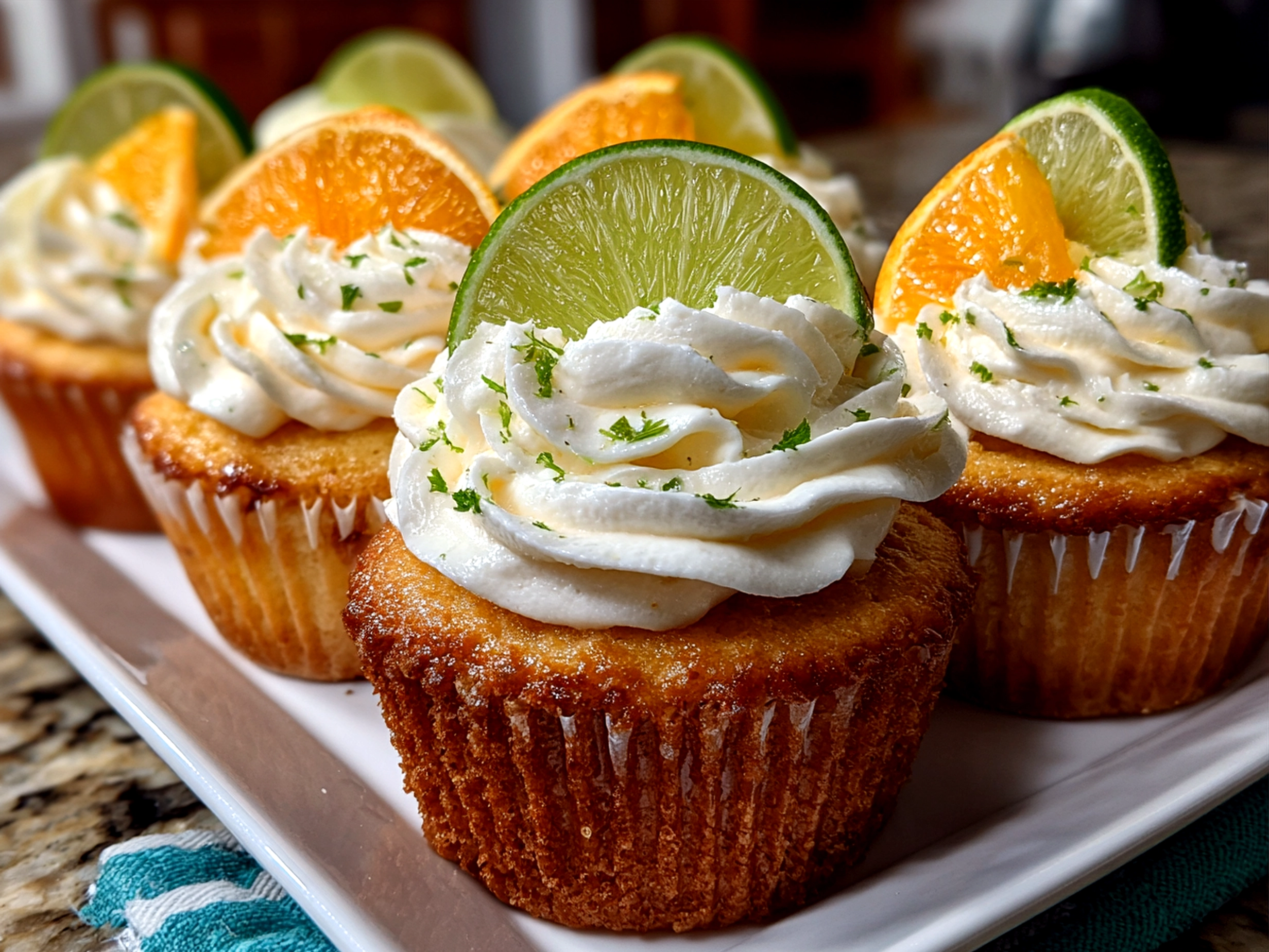 Decorated Cinco de Mayo Citrus Cupcakes ready to serve