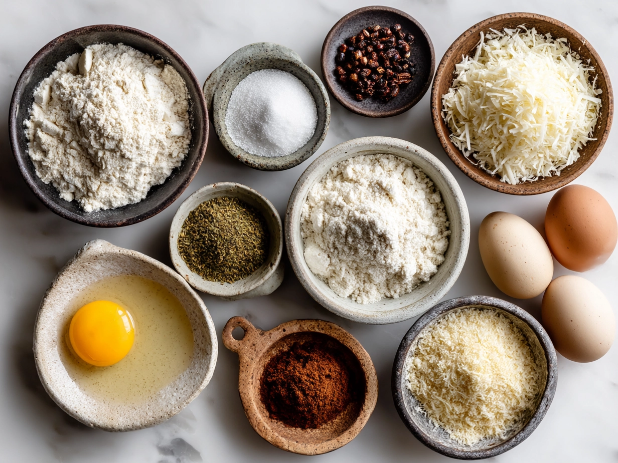 Ingredients for Cinco de Mayo Empanadas including flour, spices, chicken, cheese, and poblano peppers