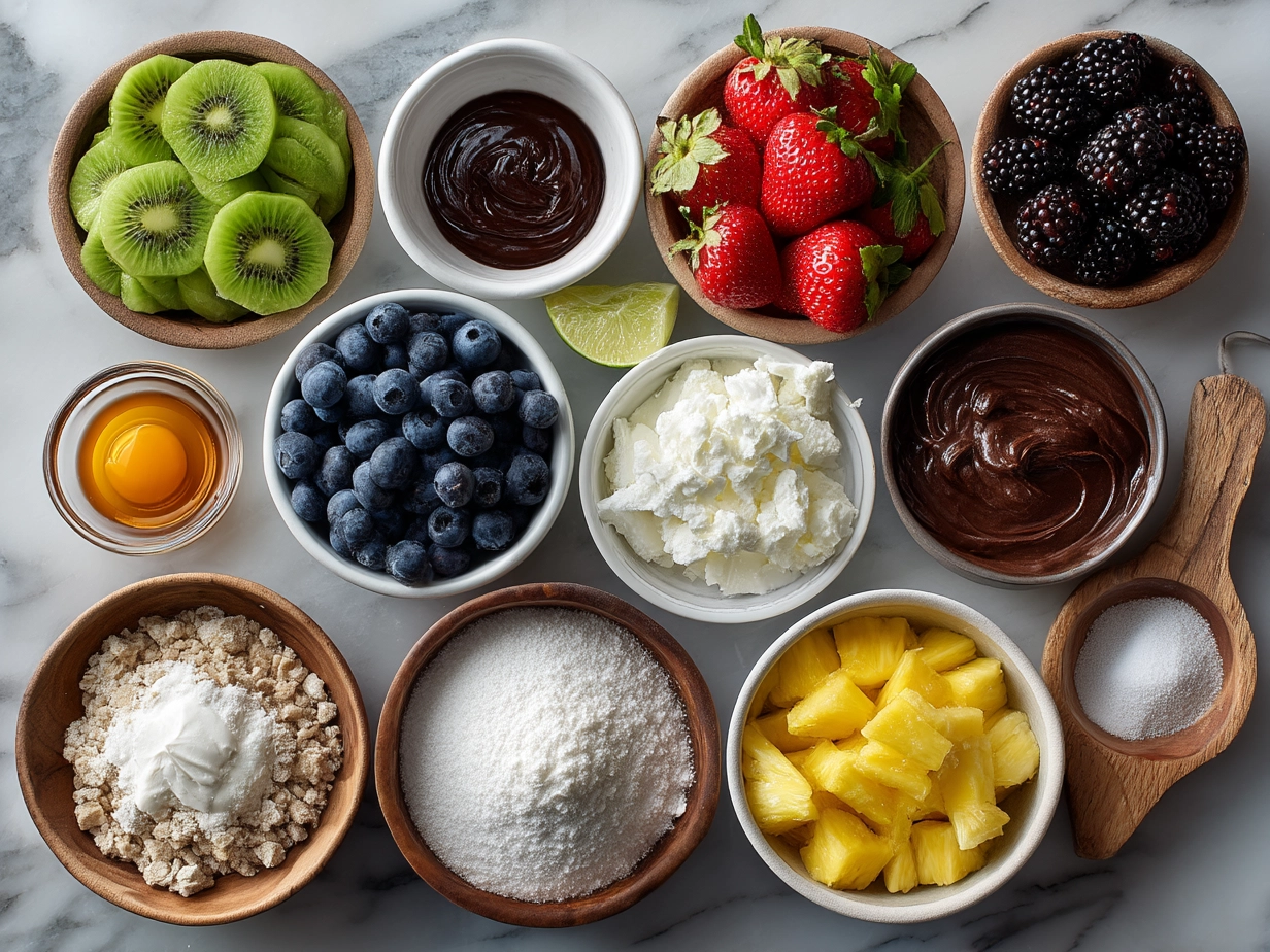 Ingredients for Cinco de Mayo Fruit Paletas laid out for making Mexican fruit popsicles