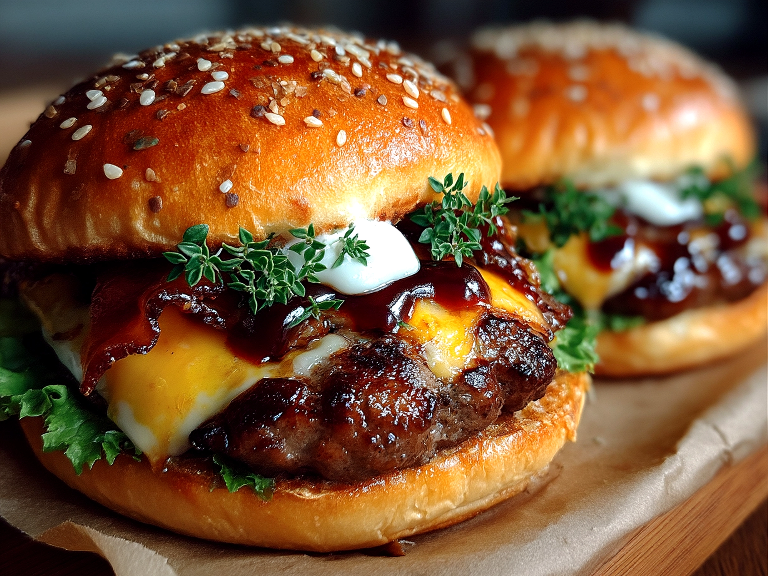 Classic Homemade Burgers served on a platter with toppings