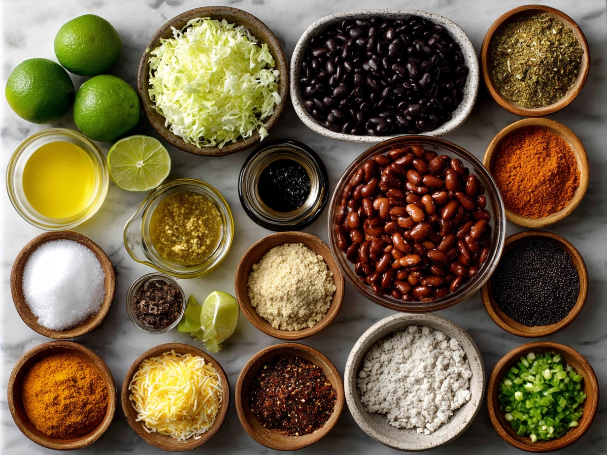 Ingredients for Dutch Oven Camping Chili laid out on a wooden table