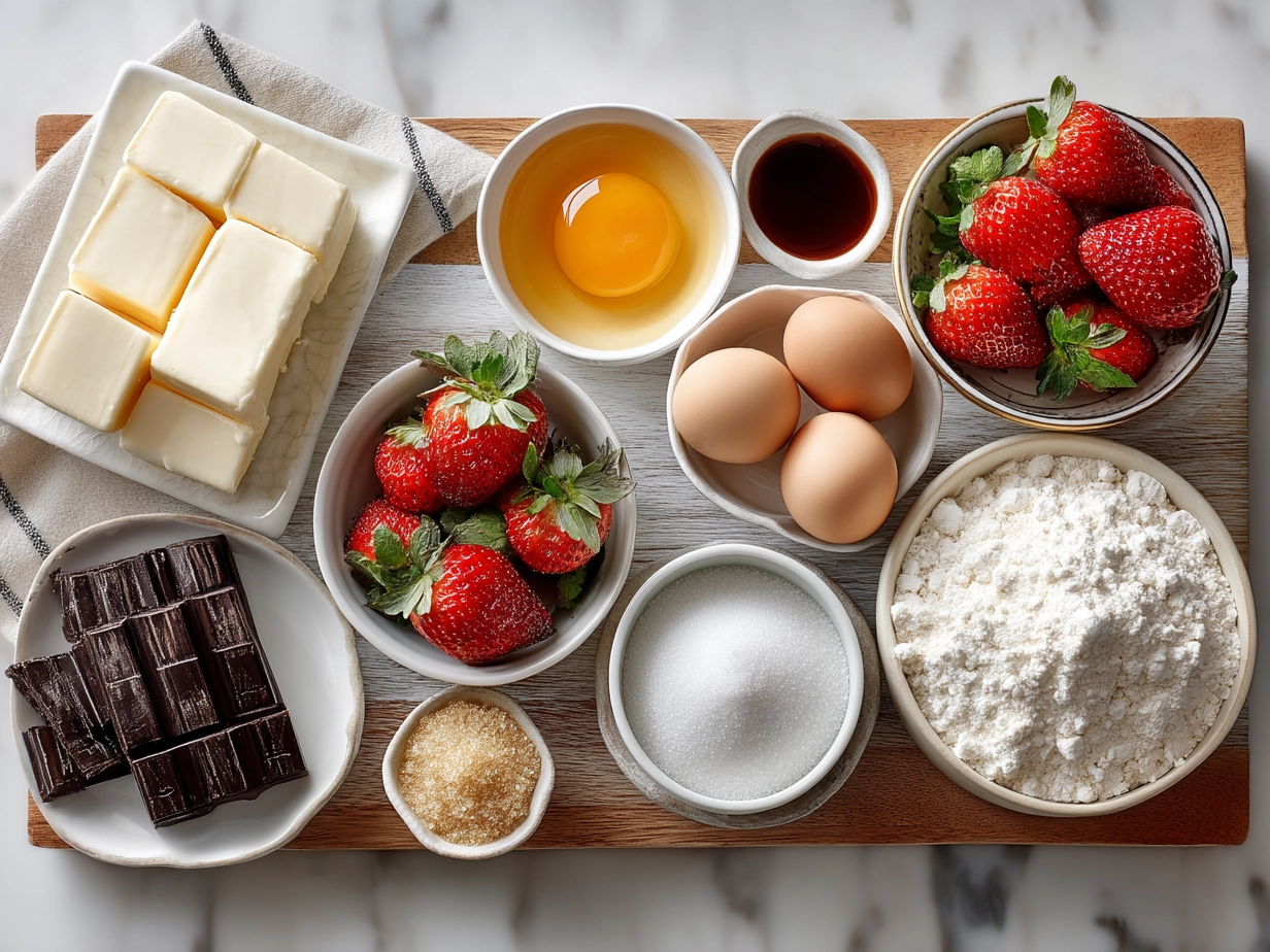 Ingredients for Easy Summer Dessert Roundup including fresh fruits, cream cheese, and garnishes