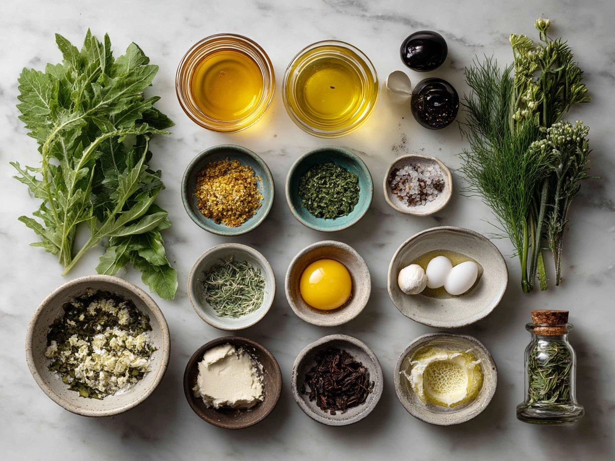 Ingredients laid out for making foraged dandelion honey