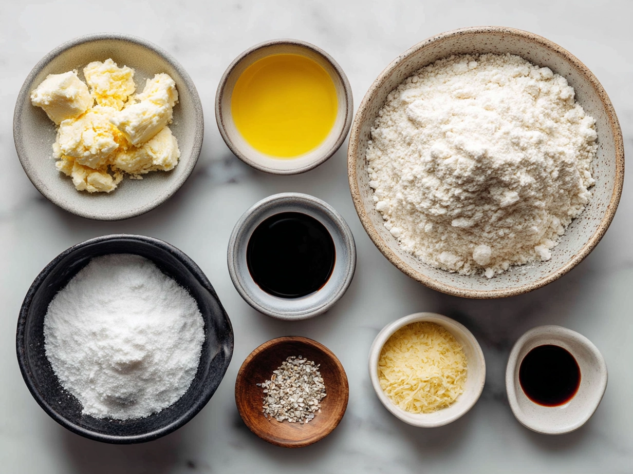 Ingredients for Graduation Cookie Tutorial including flour, sugar, butter, and royal icing components