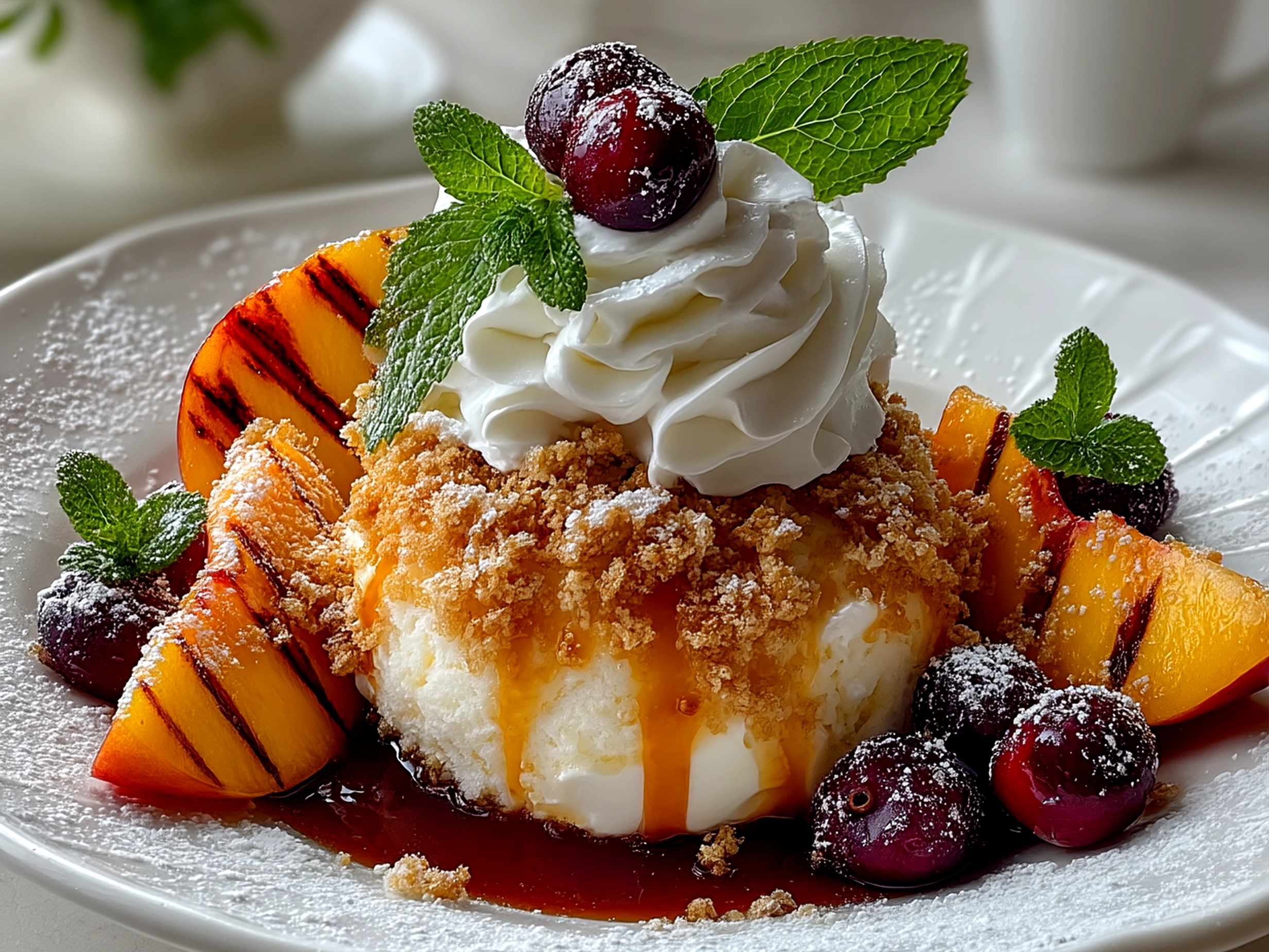 Grilled Peach Ice Cream Sundae