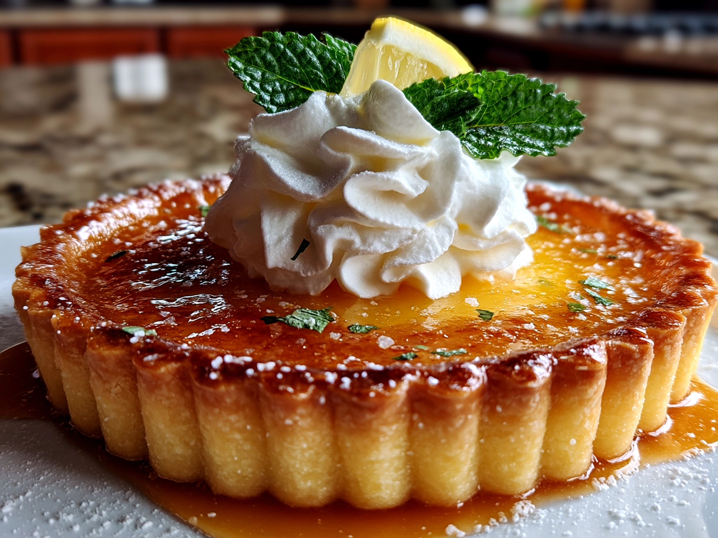 Served Kentucky Derby Lemon Tart garnished with fresh berries and whipped cream