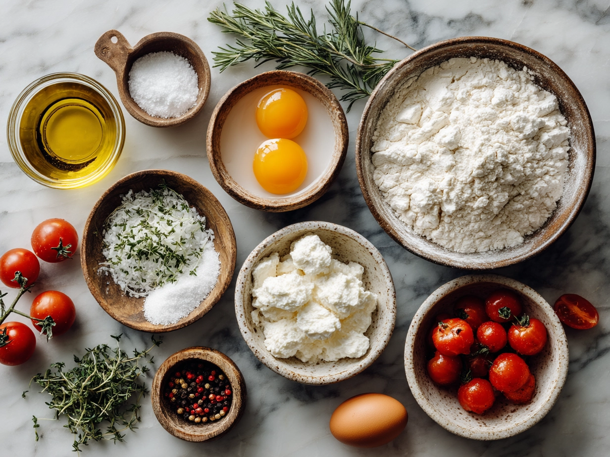 Ingredients for Memorial Day appetizers including cherry tomatoes, fresh mozzarella, basil, and other fresh components