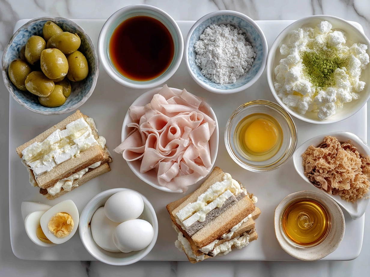 Fresh ingredients laid out for Mothers Day Tea Sandwiches including bread, cucumber, cream cheese, salmon, and eggs