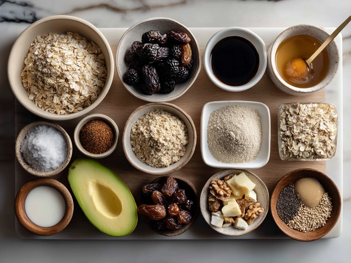 Ingredients for Mulberry Oat Crisp including mulberries, oats, sugar, butter, and spices